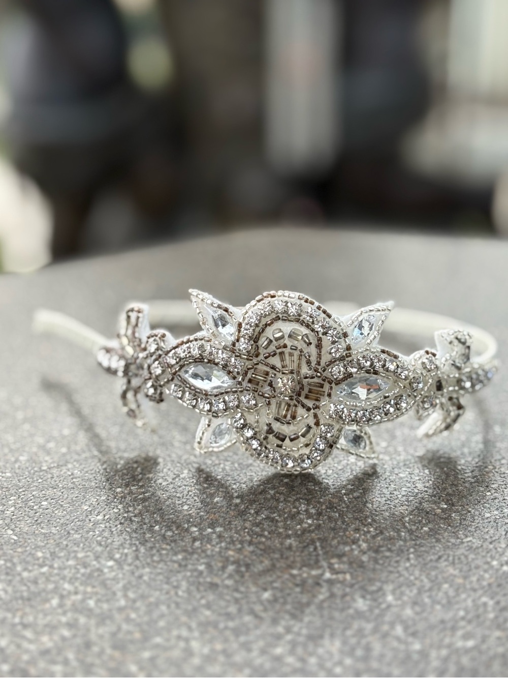 Bridal White Crystal beaded  Rhinestone Headband